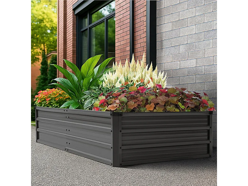 Bac de Jardin Surélevé Rectangulaire 180x90x30 cm Galvanisé Gris Foncé