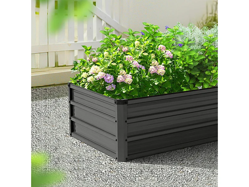 Bac de Jardin Surélevé Rectangulaire 180x90x30 cm Galvanisé Gris Foncé