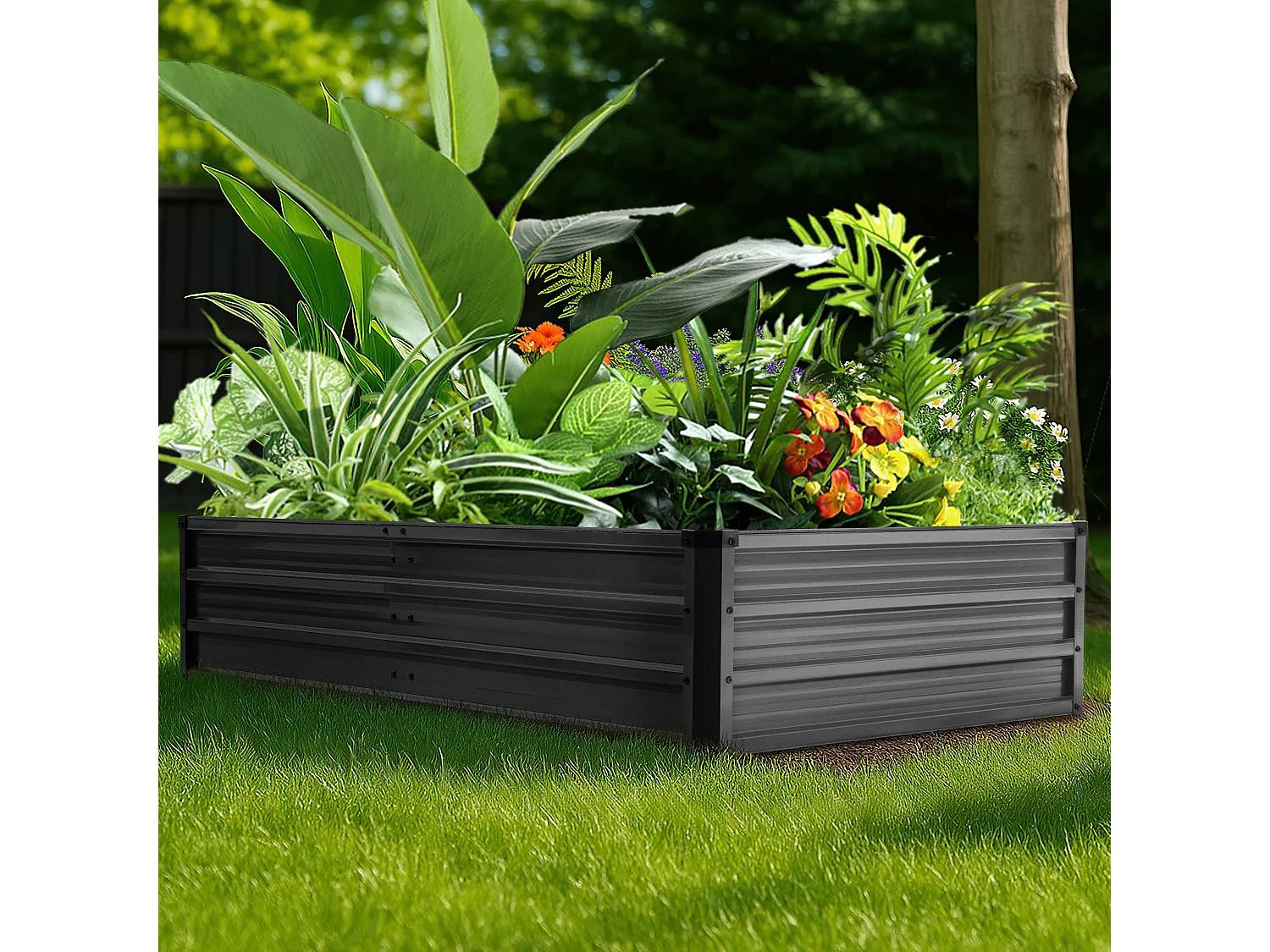 Bac de Jardin Surélevé Rectangulaire 180x90x30 cm Galvanisé Gris Foncé