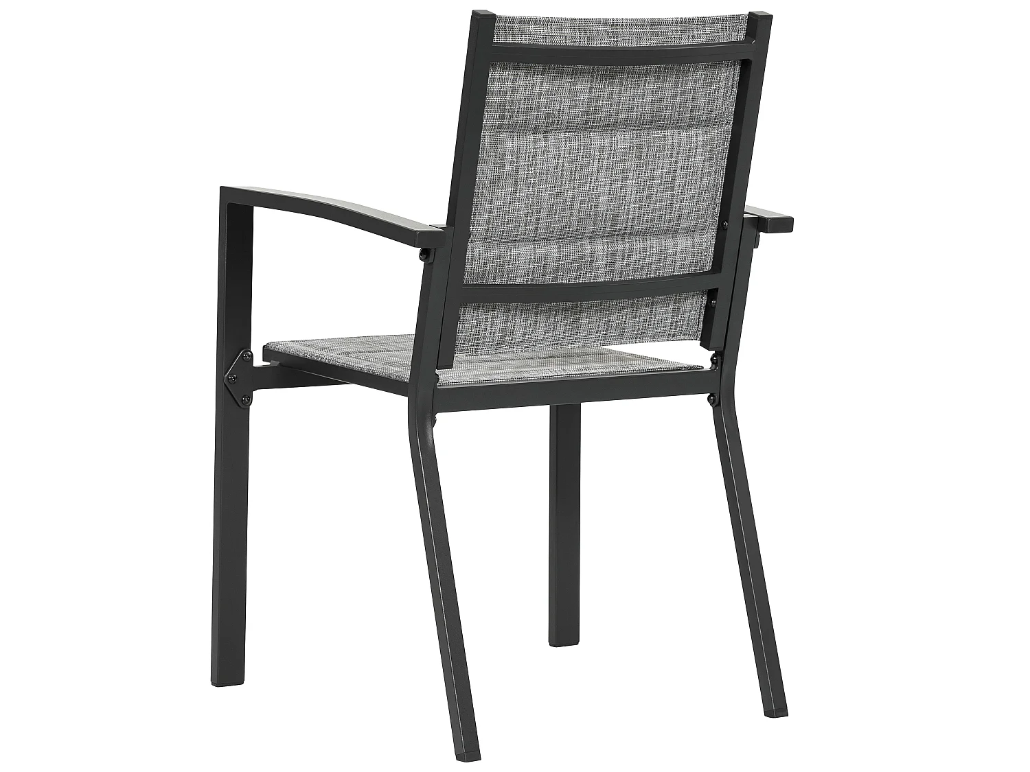 Lot 2 chaises jardin repas empilables Textilène rembourré alu poudré gris clair balcon terrasse piscine