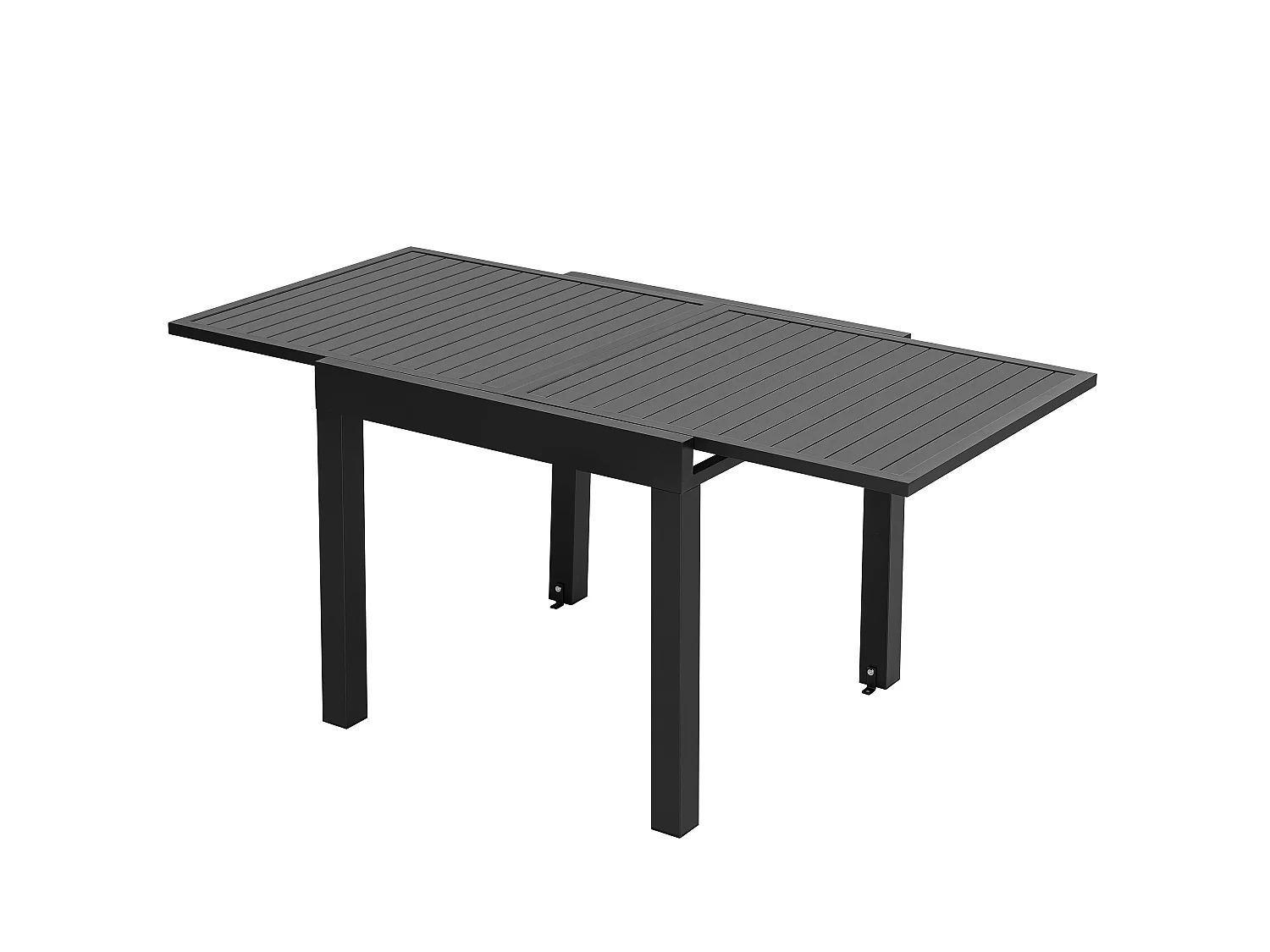 Table de repas extensible 4-6 pers 80-160cm alu pieds réglables terrasse jardin piscine