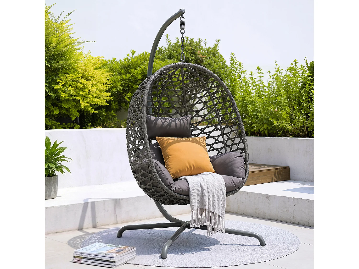 Avestar Balancelle suspendue en forme d’œuf pour extérieur avec coussin moelleux