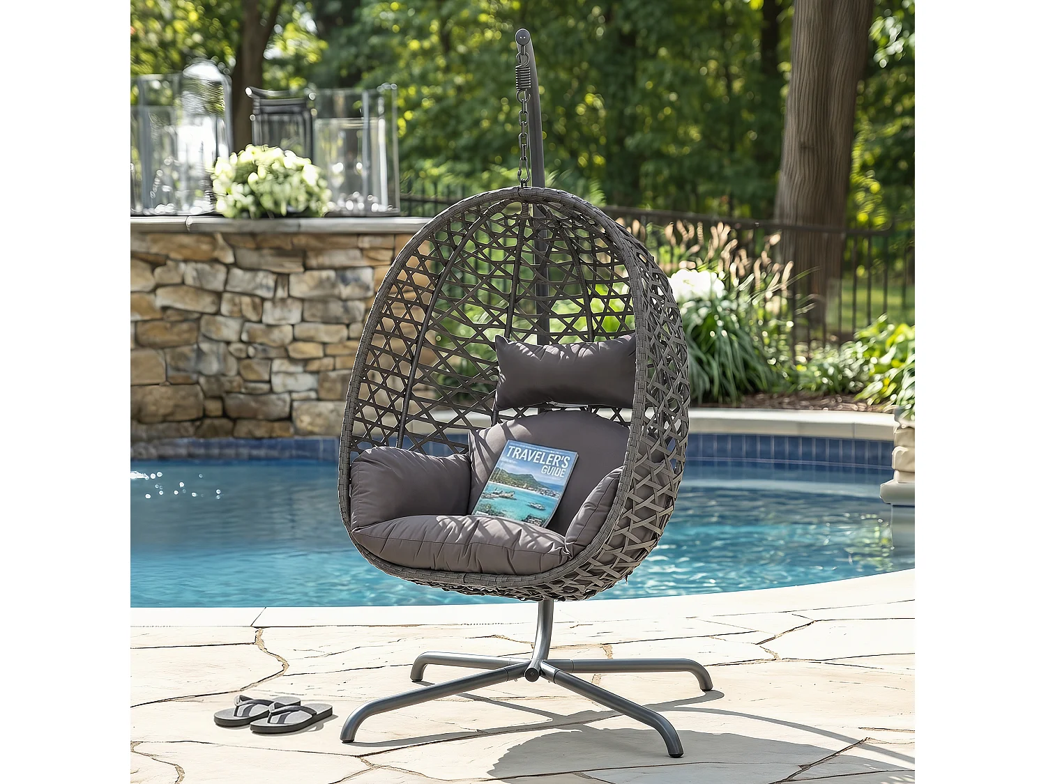 Avestar Balancelle suspendue en forme d’œuf pour extérieur avec coussin moelleux
