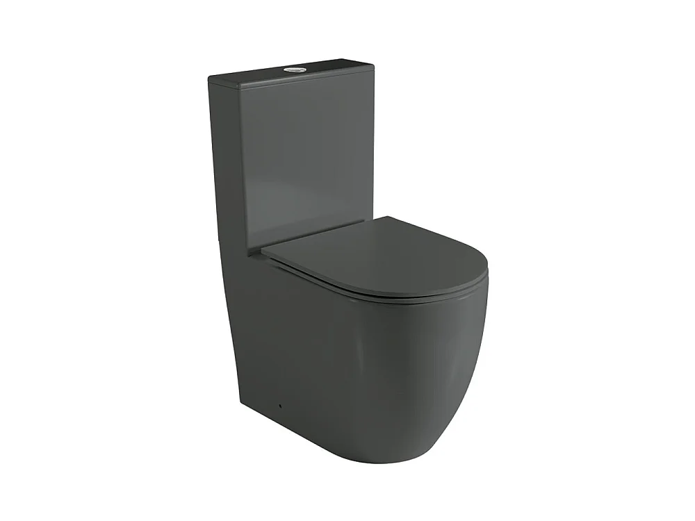 WC Complet Adossé au Mur | Abattant Extra-Fin en Duroplast avec Fermeture Amortie Soft Close | Réservoir Inclus | Noir Mat