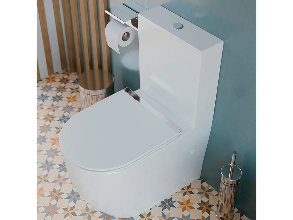 WC Complet Adossé au Mur | Abattant Extra-Fin en Duroplast avec Fermeture Amortie Soft Close | Réservoir Inclus | Noir Mat