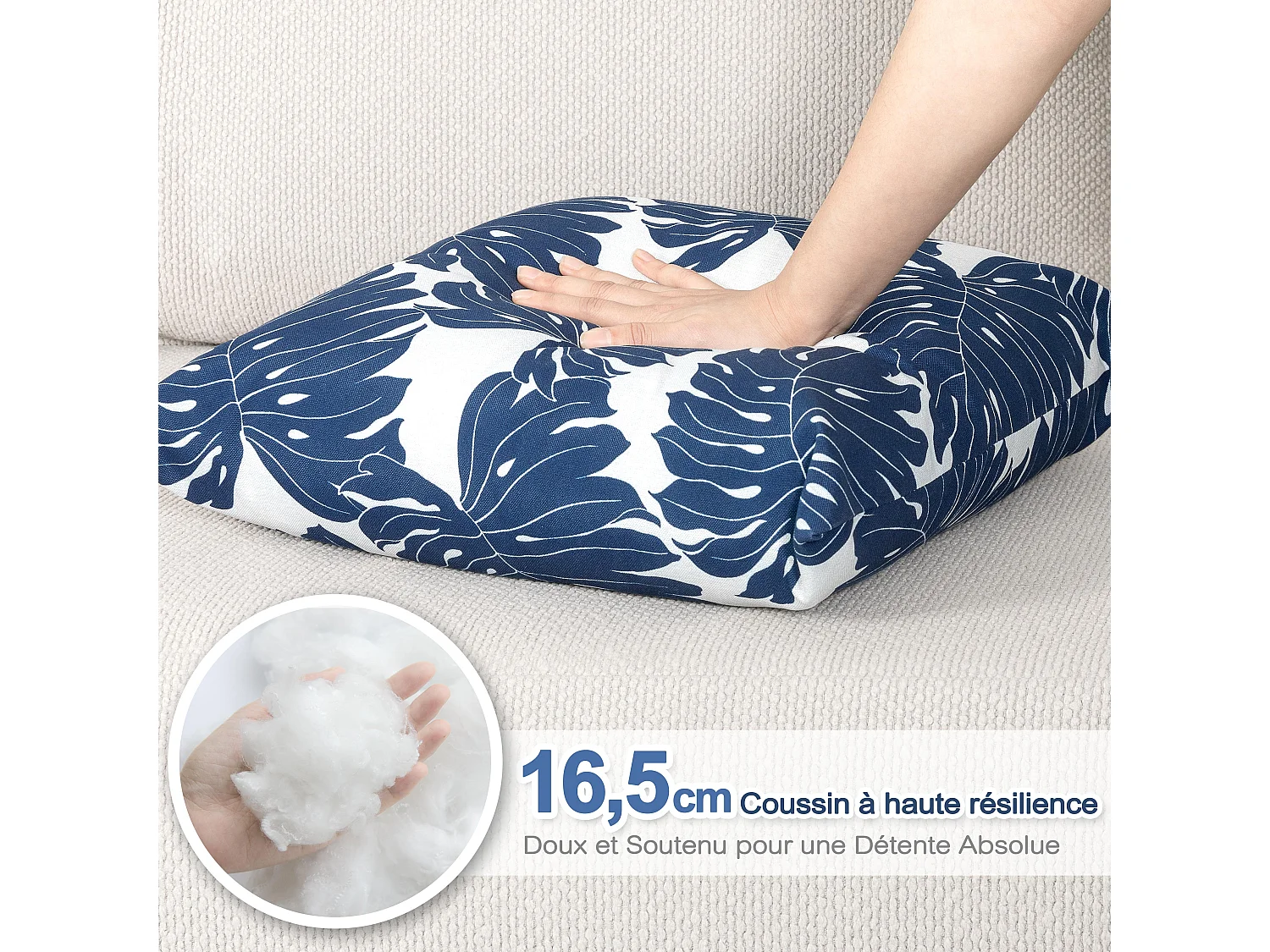 Coussins décoratifs intérieur extérieur 44x44x16,5 cm palmier lot 2 Avestar