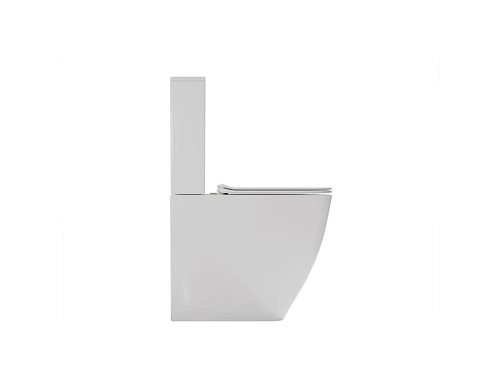 PMR Rimless Toilet Tegen de Muur | Comforthoogte voor Personen met Beperkte Mobiliteit | Duroplast Soft Close Toiletzitting | Glanzend Wit