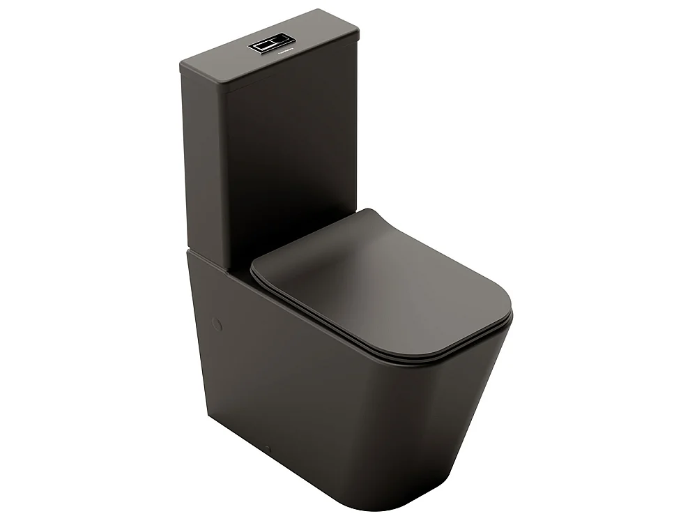 WC Complet Rimless Adossé au Mur | Abattant Extra-Fin en Duroplast avec Fermeture Amortie et Déclipsage Rapide | Noir Mat