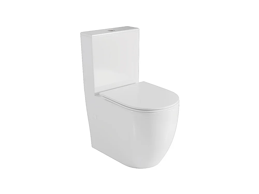 WC Complet Adossé au Mur | Abattant Extra-Fin en Duroplast avec Fermeture Amortie Soft Close | Réservoir Inclus | Blanc Mat