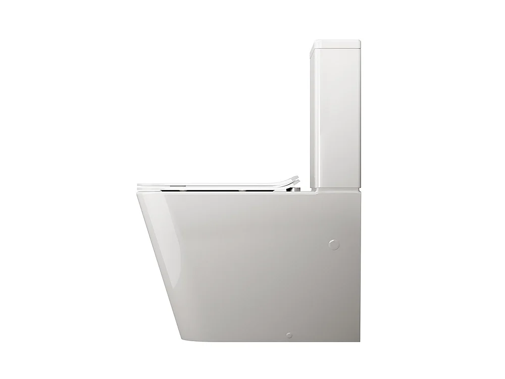 WC Complet Rimless Adossé au Mur | Abattant Extra-Fin en Duroplast avec Fermeture Amortie et Déclipsage Rapide | Blanc Brillant