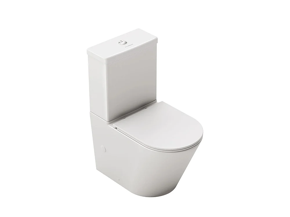 WC Complet Rimless Adossé au Mur | Abattant Extra-Fin en Duroplast avec Fermeture Amortie Soft Close | Blanc Mat