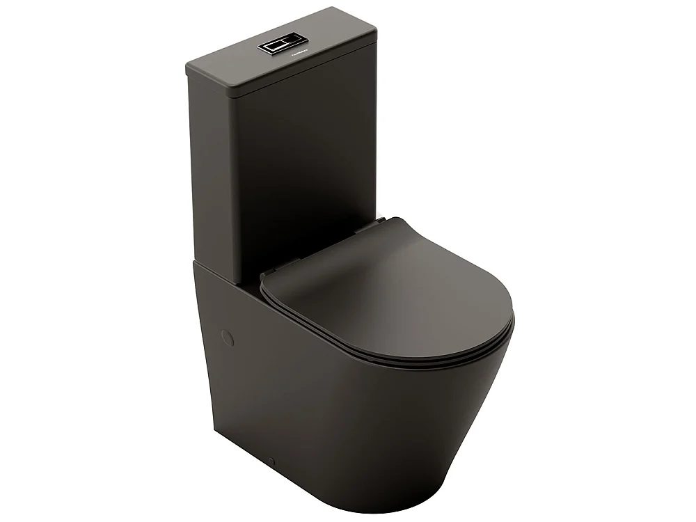 Compleet Staand Rimless Toilet Tegen de Muur | Ultradunne Soft Close Toiletzitting | Inclusief Afvoerbocht | Mat Wit