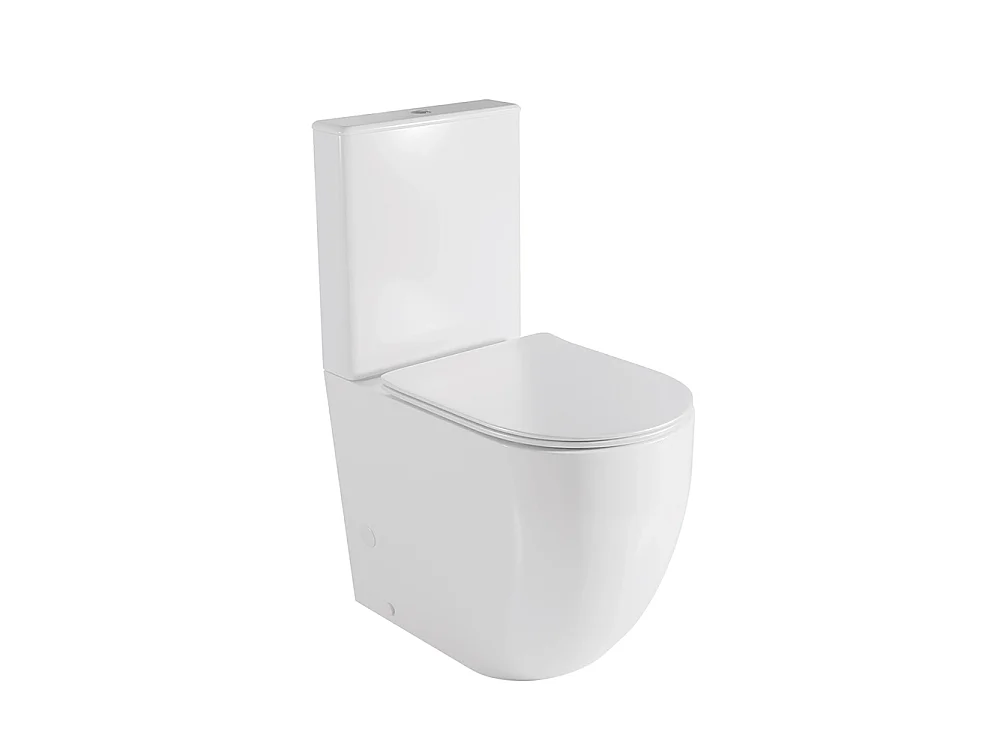 PMR Rimless Toilet Tegen de Muur | Comforthoogte voor Personen met Beperkte Mobiliteit | Duroplast Soft Close Toiletzitting met Easy Click