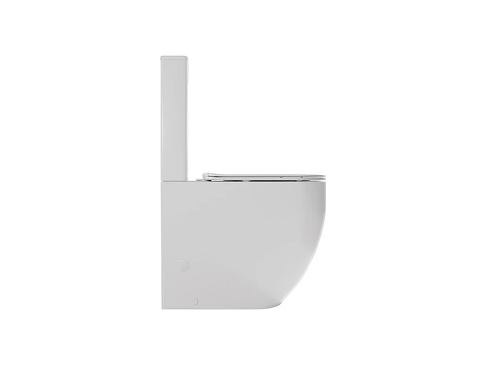PMR Rimless Toilet Tegen de Muur | Comforthoogte voor Personen met Beperkte Mobiliteit | Duroplast Soft Close Toiletzitting met Easy Click