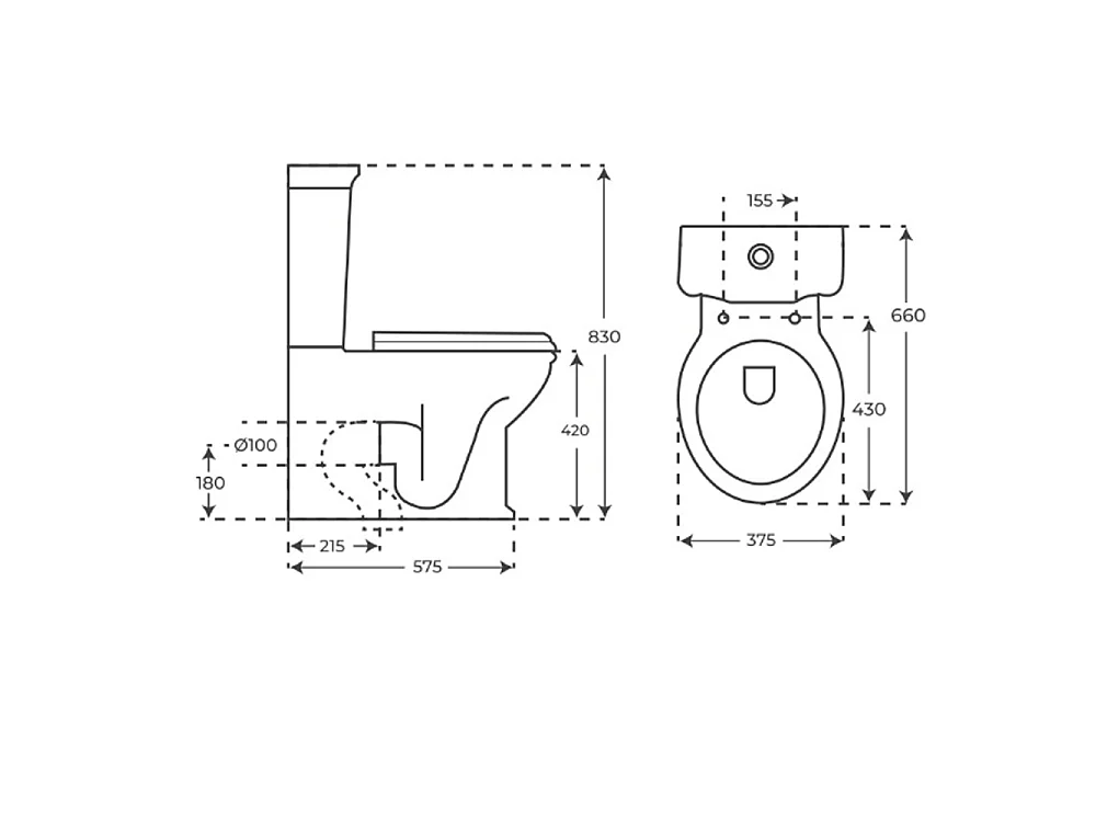 Compleet Rimless Toilet Tegen de Muur | DM/ABS Soft Close Toiletzitting | Inclusief Reservoir | Glanzend Wit