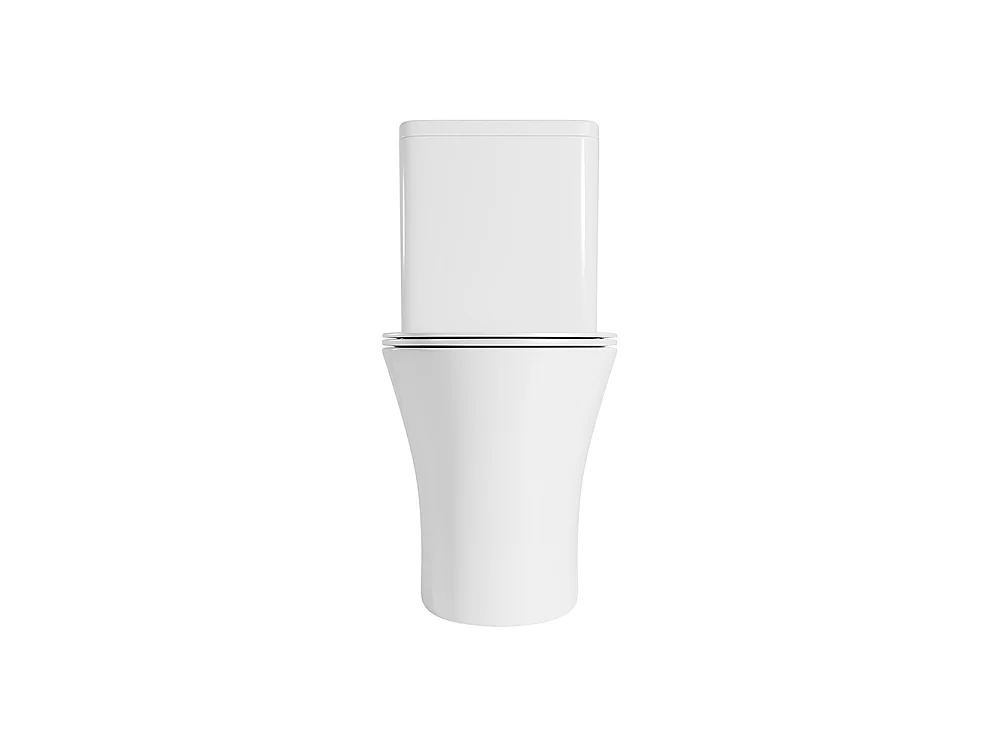 Compleet Rimless Toilet Tegen de Muur | Ultradunne Duroplast Soft Close Toiletzitting met Easy Click | Glanzend Wit