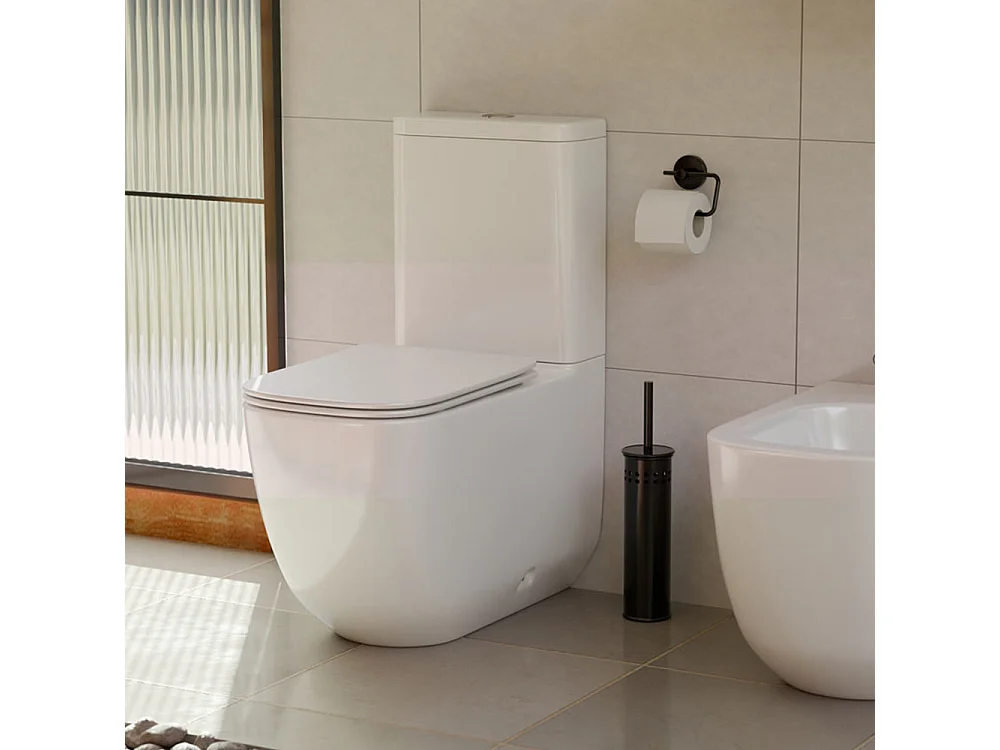 WC Complet Adossé au Mur Whirlflush | Abattant Extra-Fin en Duroplast avec Fermeture Amortie et Déclipsage Rapide | Blanc Brillant