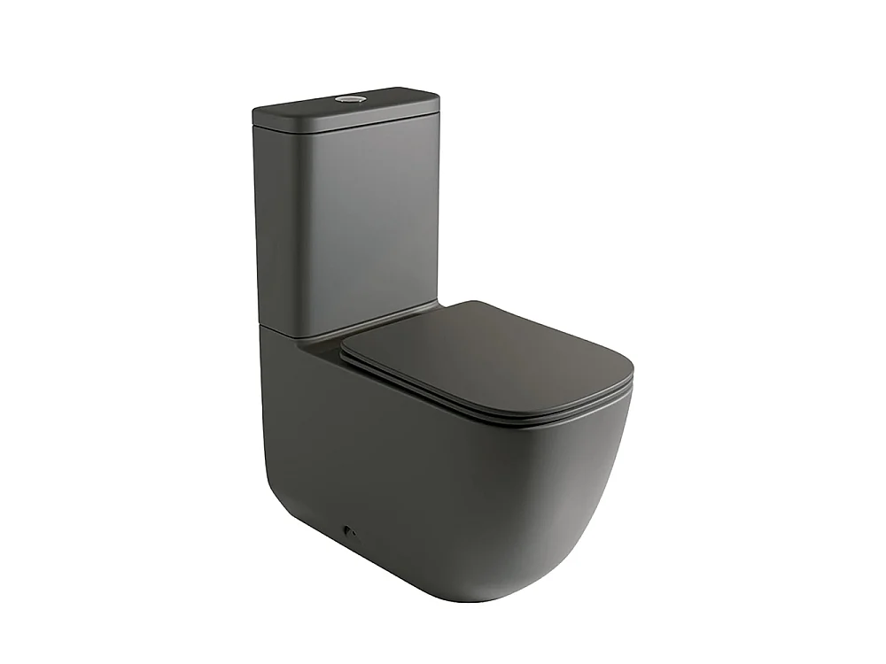 WC Complet Adossé au Mur Whirlflush | Abattant Extra-Fin en Duroplast avec Fermeture Amortie et Déclipsage Rapide | Noir Mat