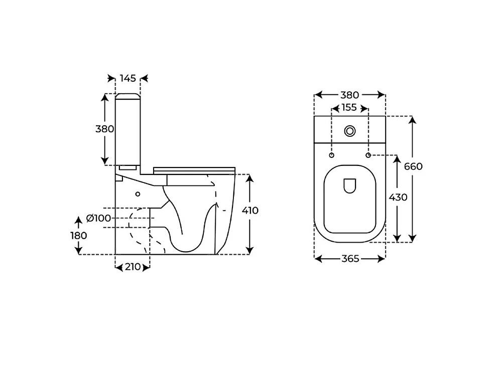 WC Complet Adossé au Mur Whirlflush | Abattant Extra-Fin en Duroplast avec Fermeture Amortie et Déclipsage Rapide | Noir Mat
