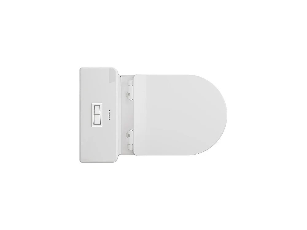 WC complet sur pied Rimless adossé au mur | Abattant extra-fin à fermeture amortie | Avec coude inclus | Blanc brillant