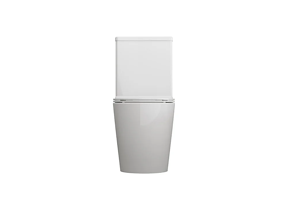 WC complet sur pied Rimless adossé au mur | Abattant extra-fin à fermeture amortie | Avec coude inclus | Blanc brillant