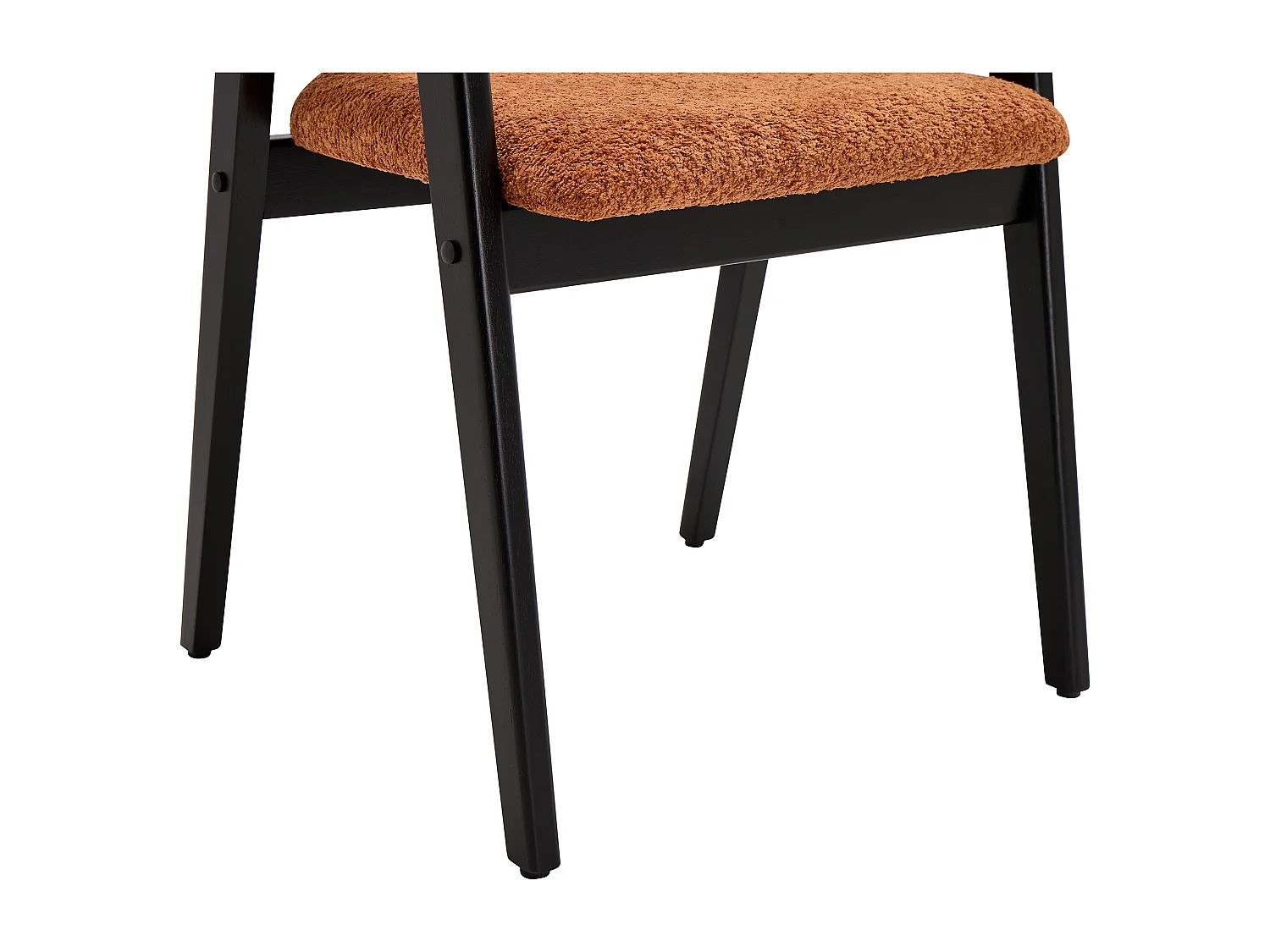 Lot de 6 chaises avec accoudoirs en tissu bouclette et bois d'hévéa noir - Terracotta - SOLUNA