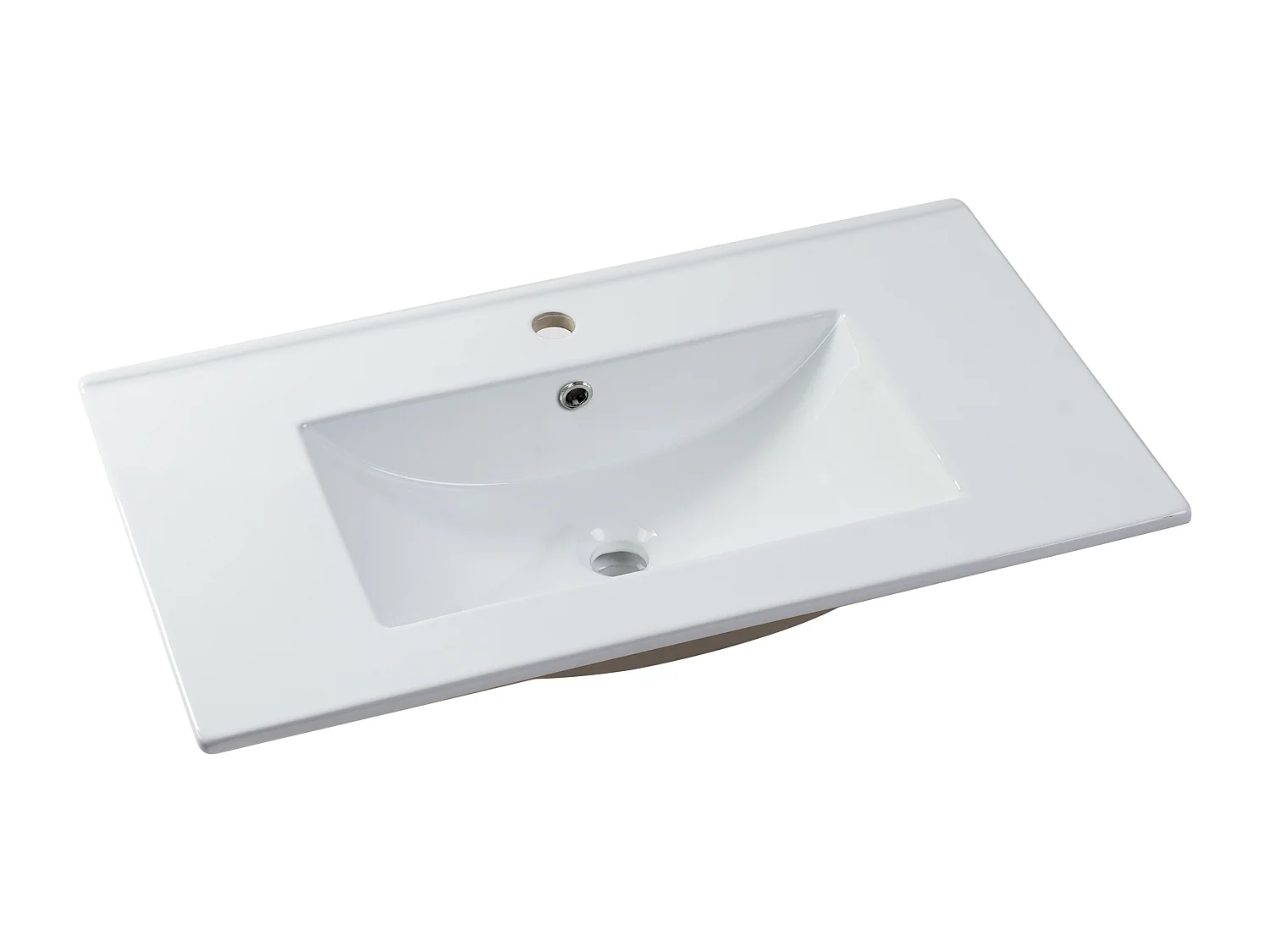 Meuble de salle de bain suspendu texturé avec vasque à encastrer et robinet - Beige - 80 cm - RINAREL