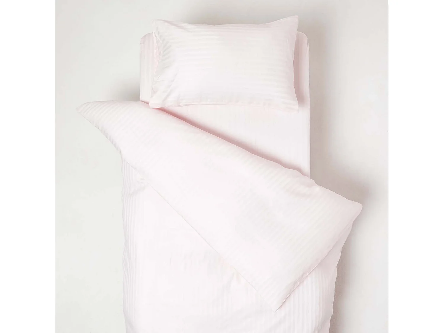 Homescapes Pink Cotton Stripe Cot Bed Duvet Cover Set 330 Thread Count