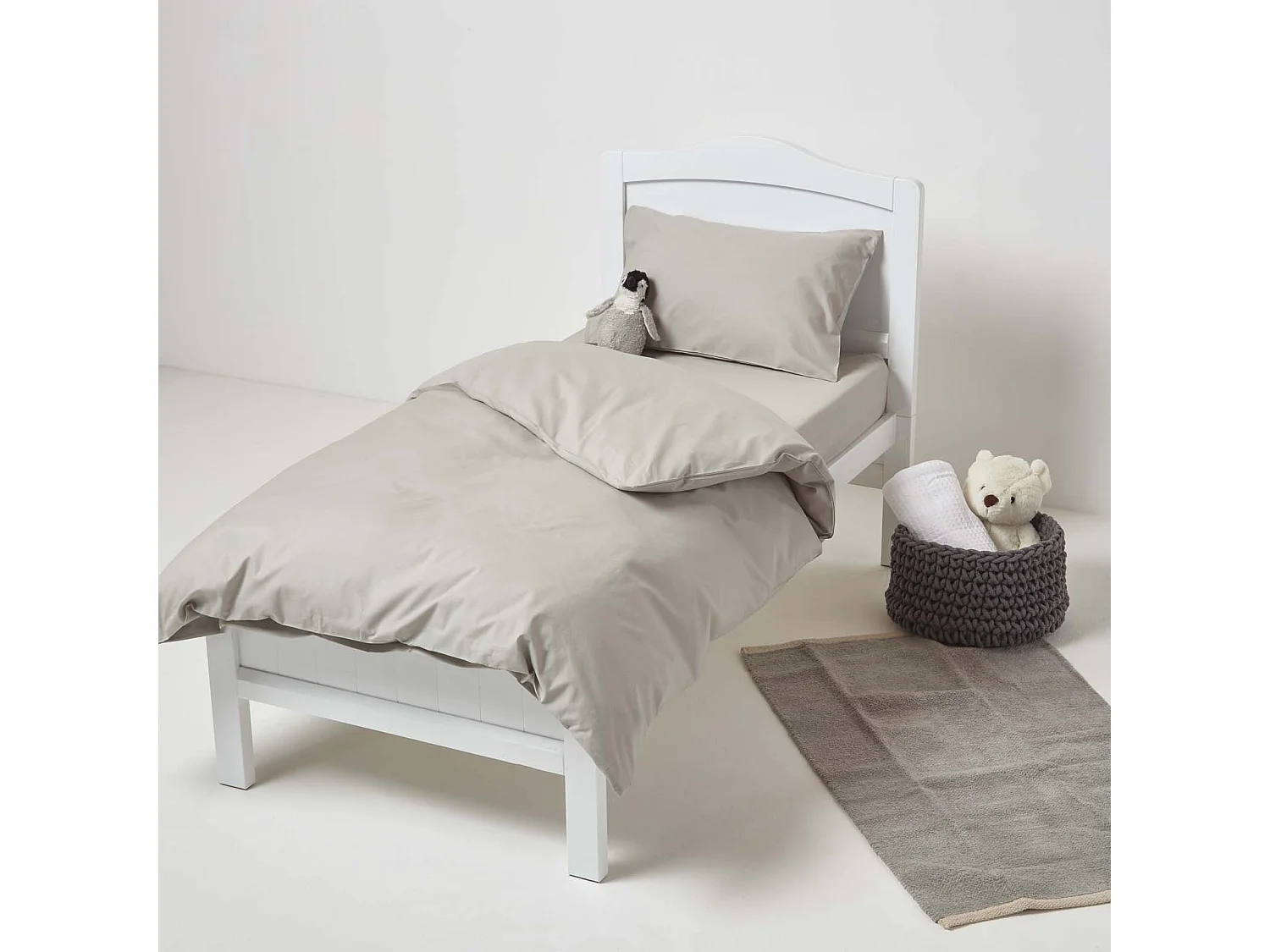 Homescapes Grey Cotton Cot Bed Duvet Cover Set 200 Thread Count