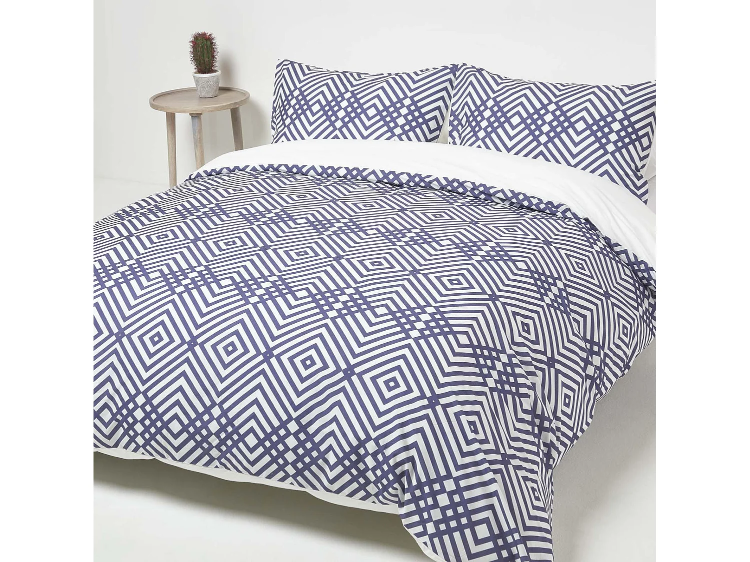 Homescapes Geometric Digitally Printed Cotton Duvet Cover Set, Super King