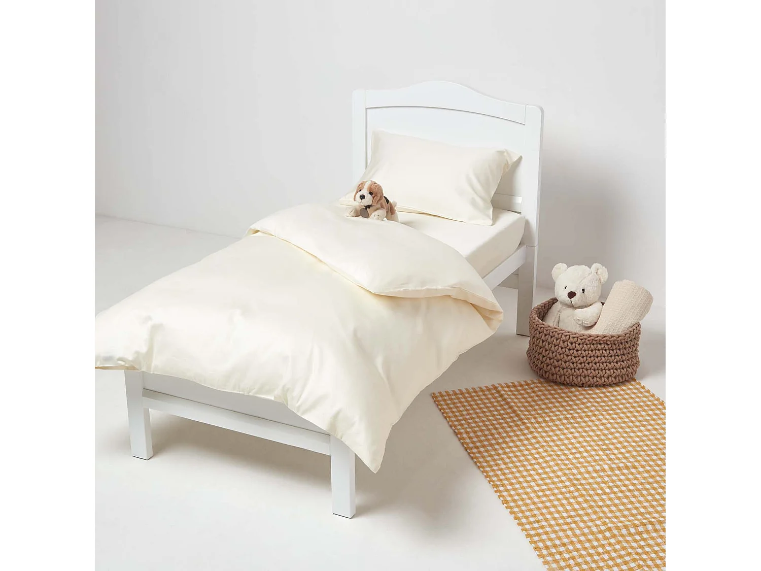 Homescapes Cream Organic Cotton Cot Bed Duvet Cover Set 400 Thread Count