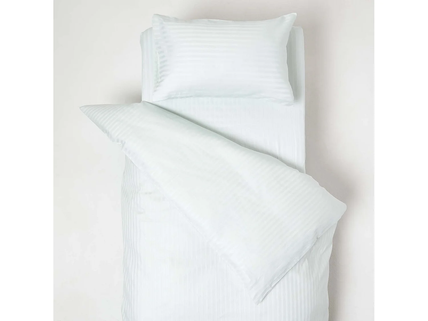 Homescapes Blue Cotton Stripe Cot Bed Duvet Cover Set 330 Thread Count