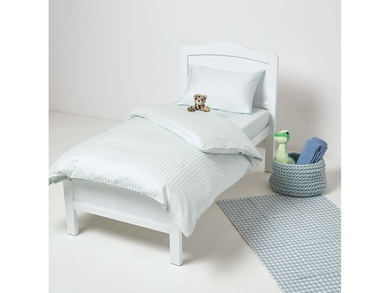 Homescapes Blue Cotton Stripe Cot Bed Duvet Cover Set 330 Thread Count