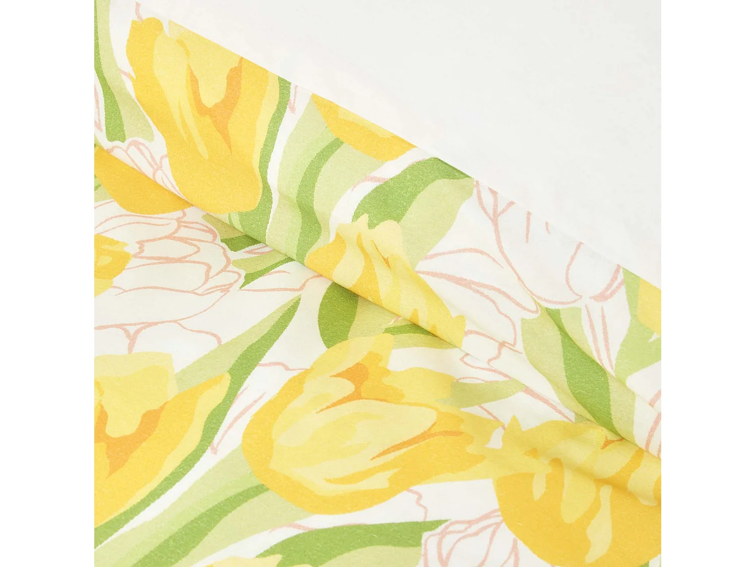 Homescapes Yellow Tulips Digitally Printed Cotton Duvet Cover Set, Super King