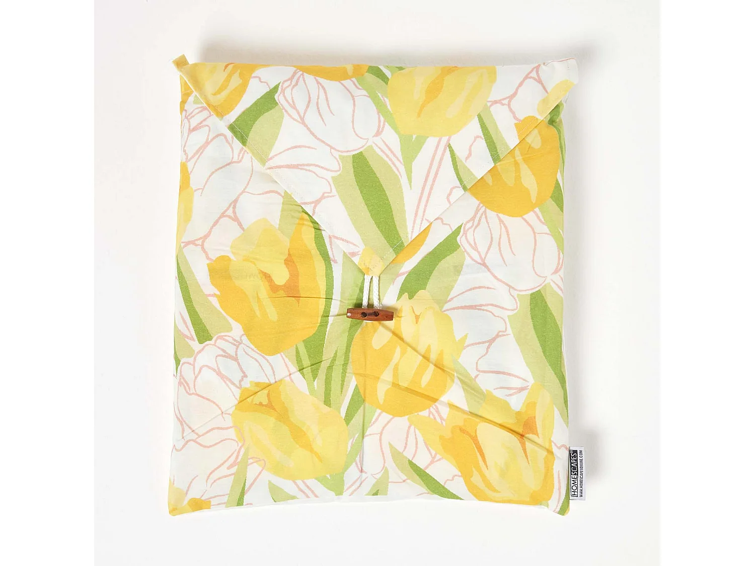 Homescapes Yellow Tulips Digitally Printed Cotton Duvet Cover Set, Super King