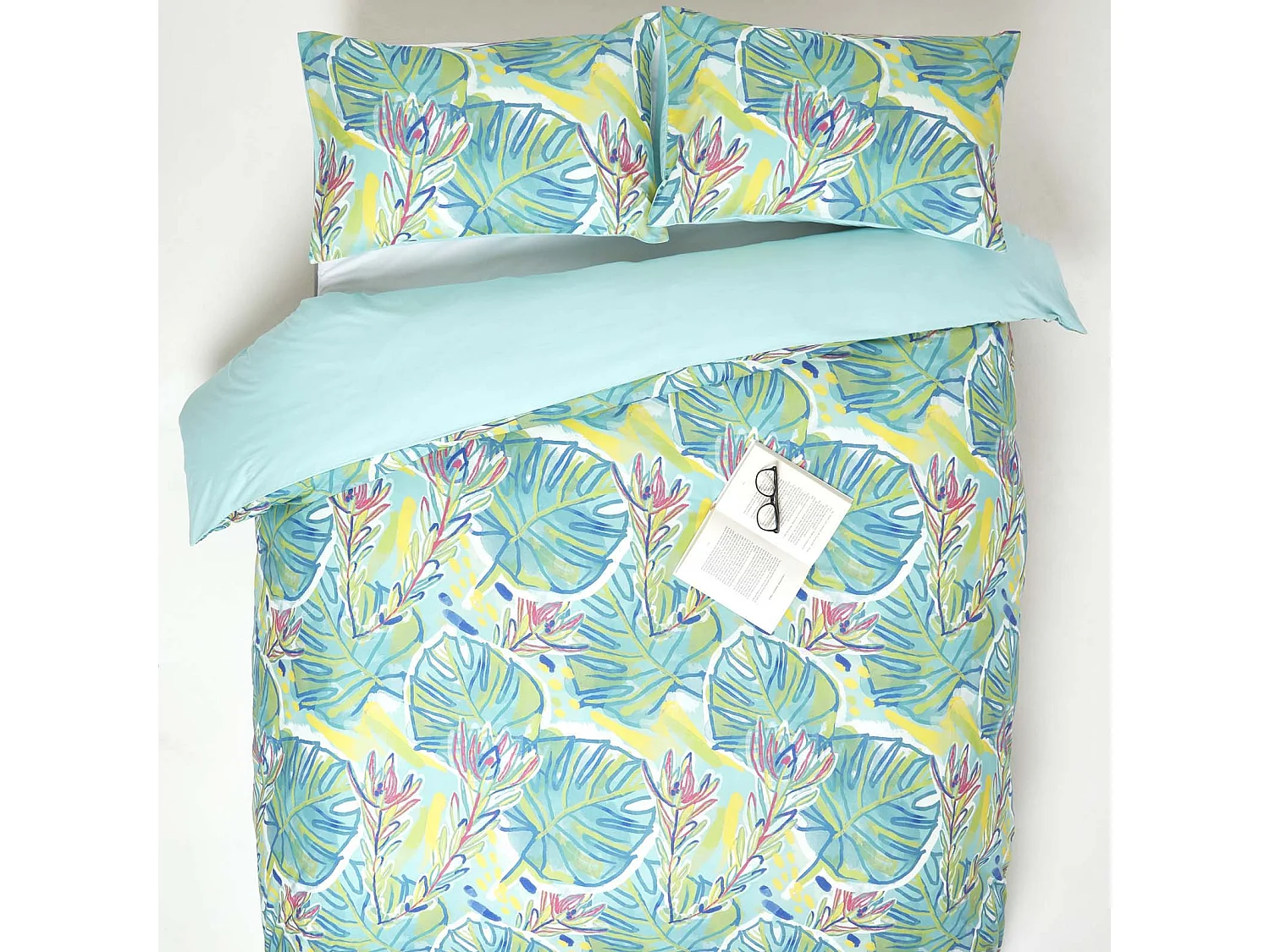 Homescapes Lily Pad Digitally Printed Cotton Duvet Cover Set, Super King