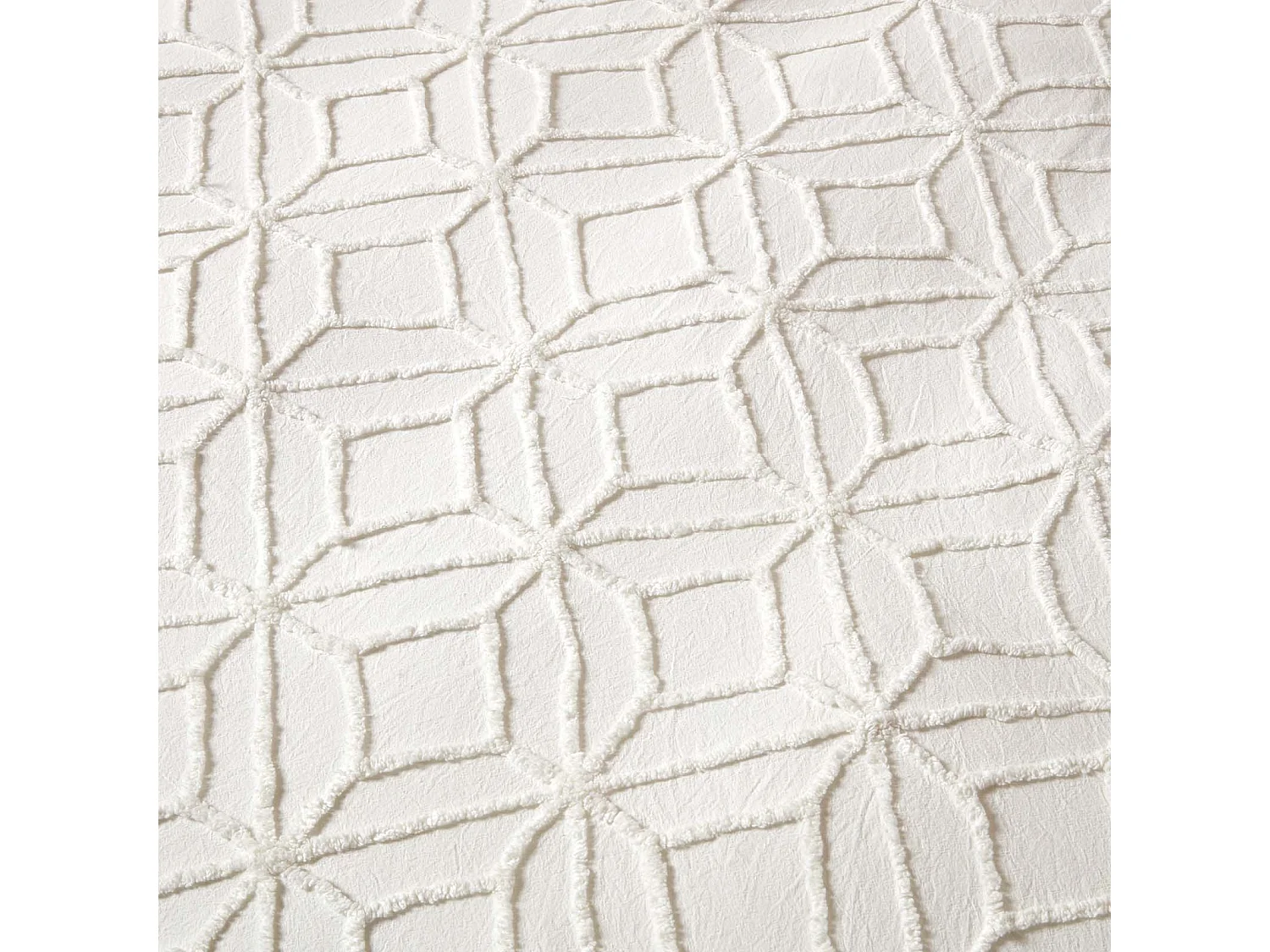 Homescapes White Diamond Cotton Tufted Duvet Cover Set, Double
