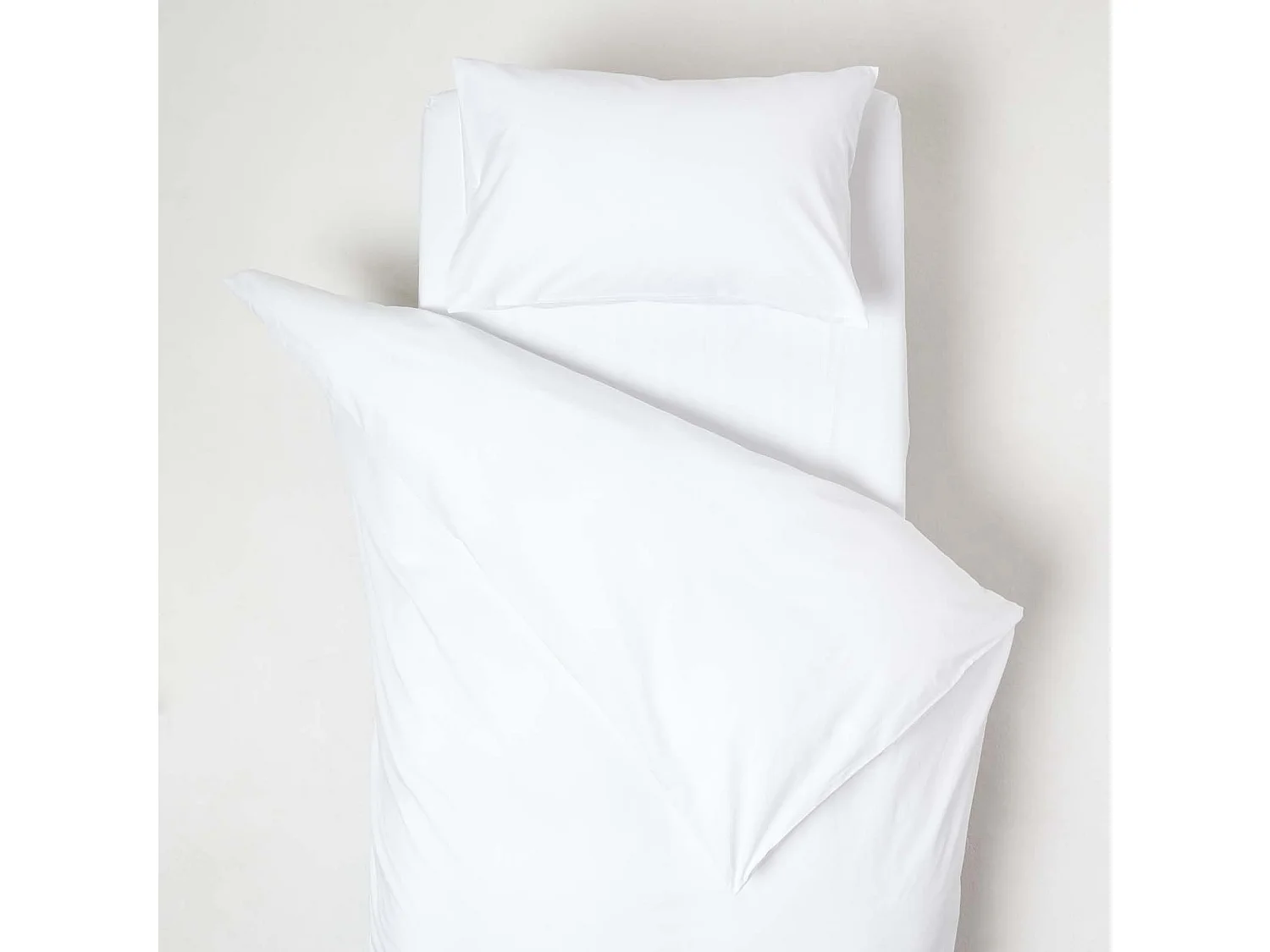 Homescapes White Cotton Cot Bed Duvet Cover Set 200 Thread Count