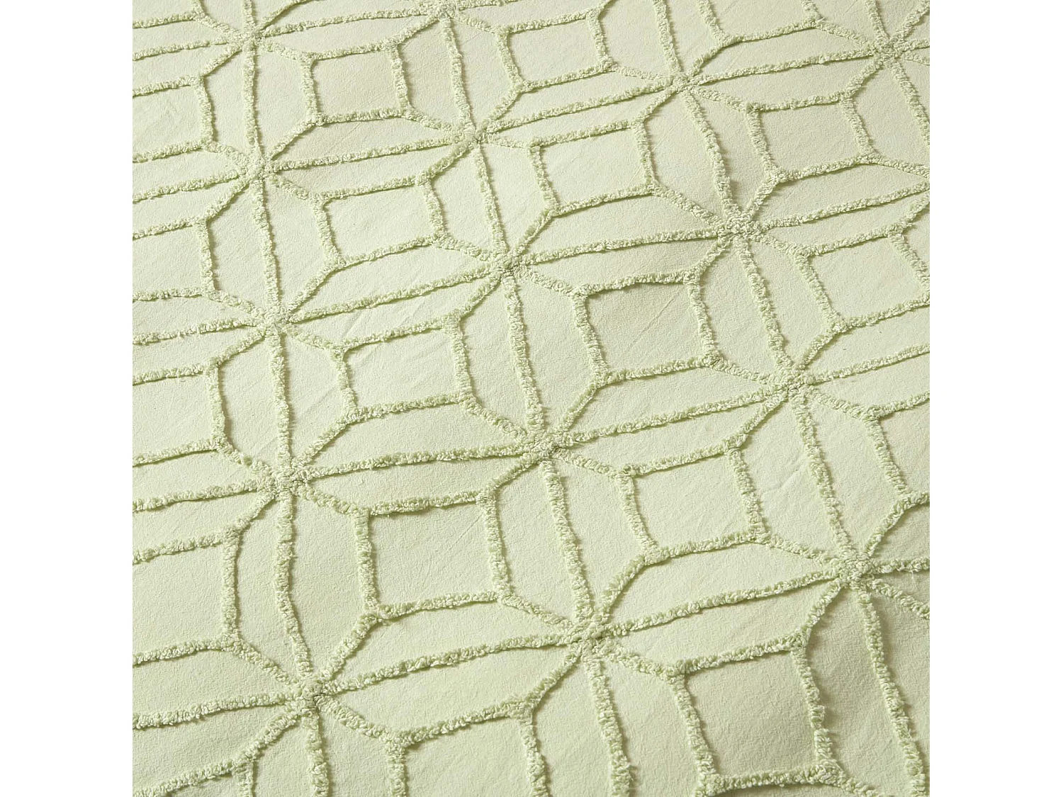 Homescapes Sage Green Diamond Cotton Tufted Duvet Cover Set, Single