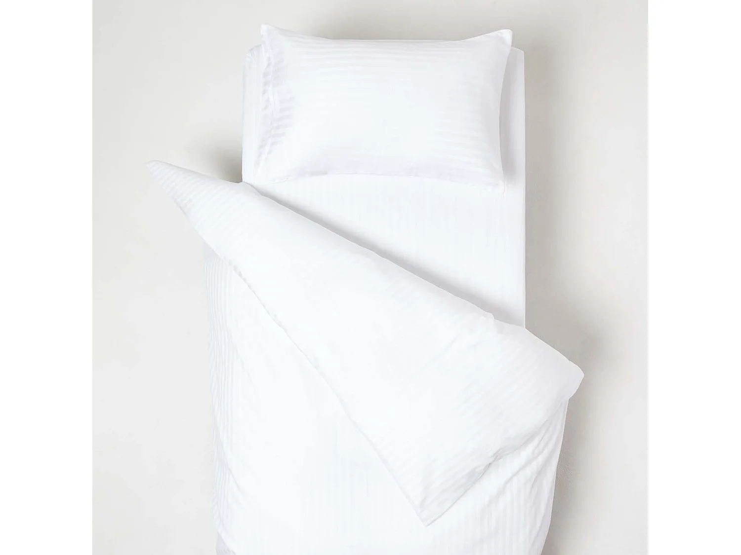 Homescapes White Cotton Stripe Cot Bed Duvet Cover Set 330 Thread Count