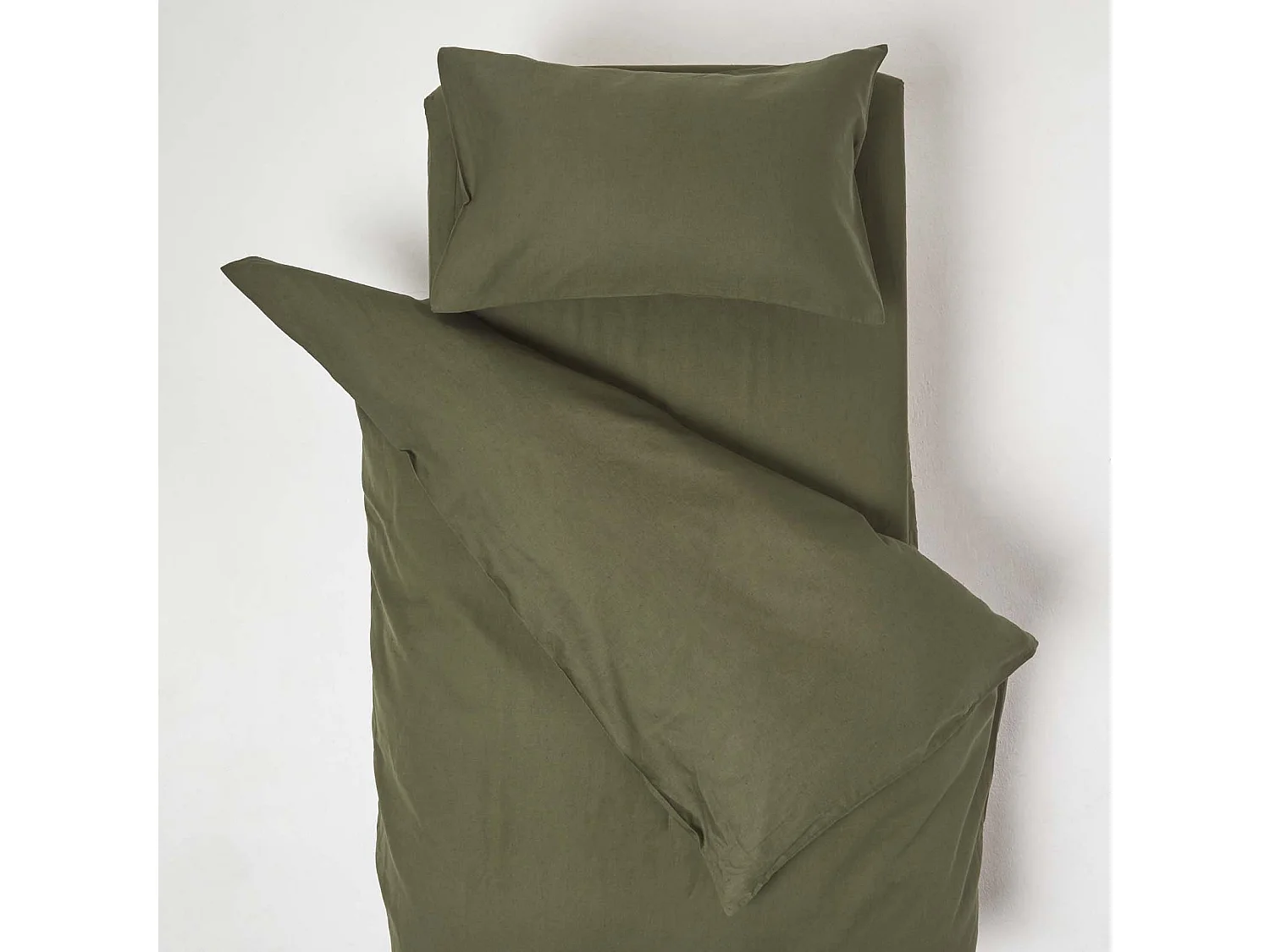 Homescapes Green Linen Cot Bed Duvet Cover Set 120 x 150 cm