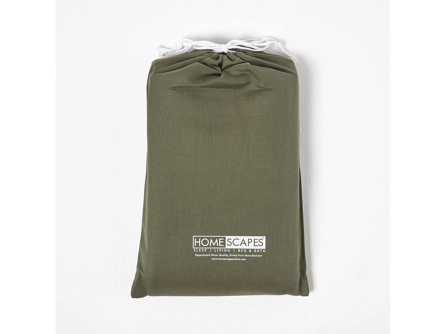 Homescapes Green Linen Cot Bed Duvet Cover Set 120 x 150 cm