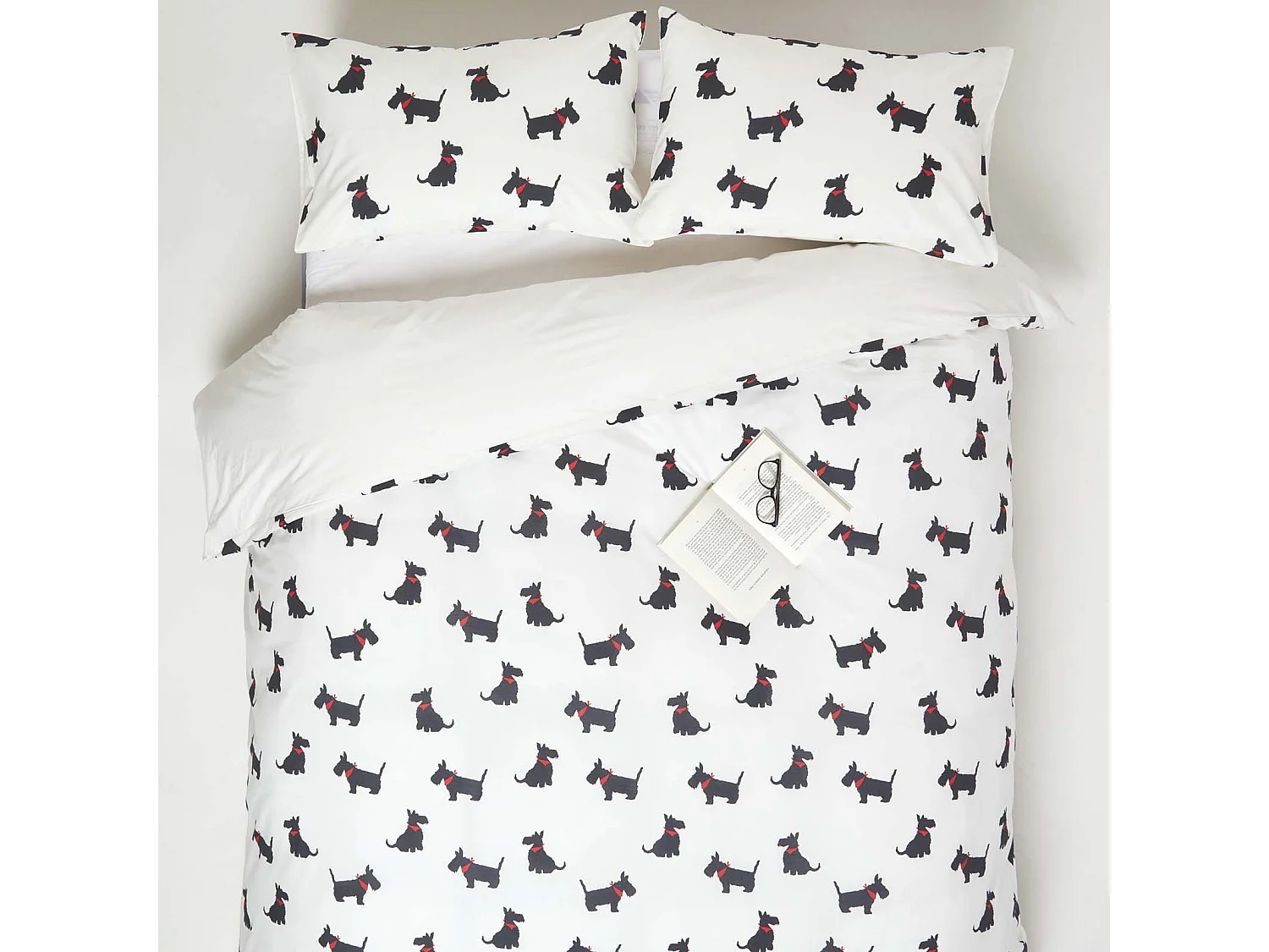 Homescapes Scottie Dog Digitally Printed Cotton Duvet Cover Set, Super King