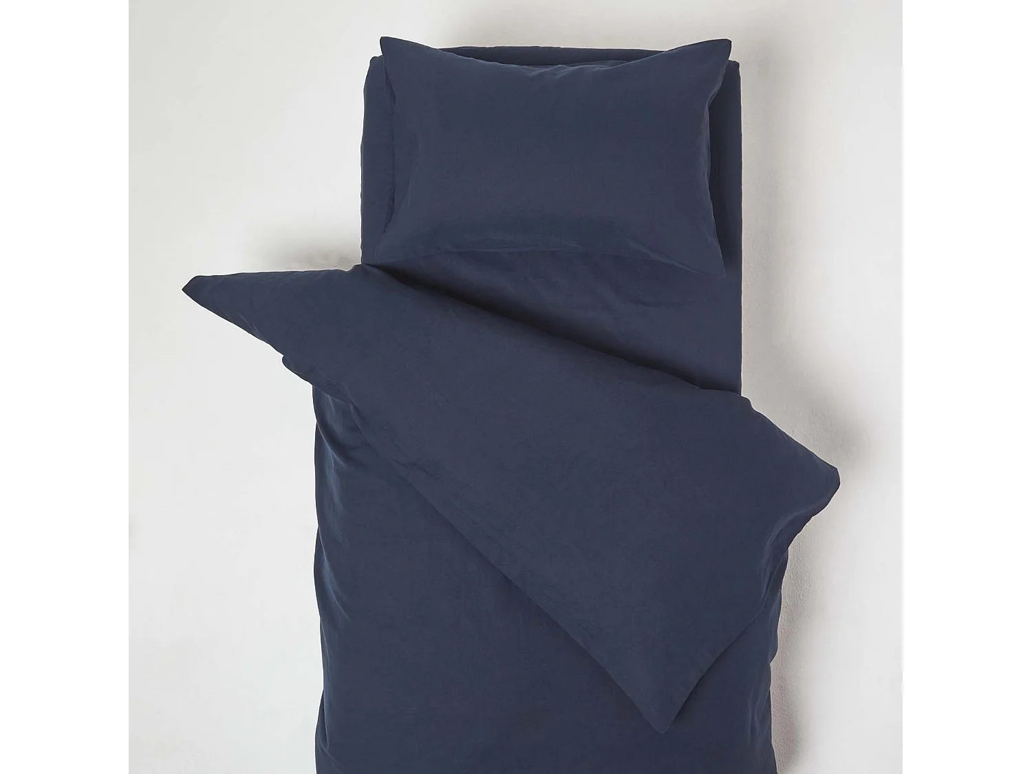 Homescapes Navy Linen Cot Bed Duvet Cover Set 120 x 150 cm