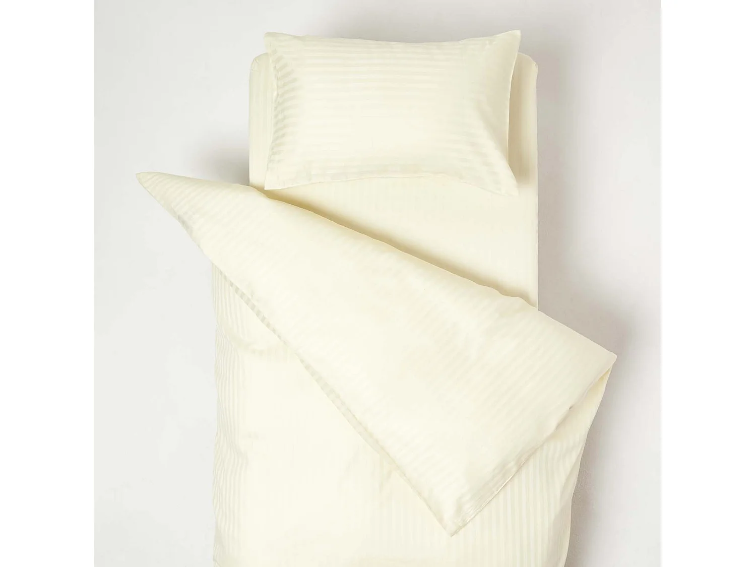 Homescapes Yellow Cotton Stripe Cot Bed Duvet Cover Set 330 Thread Count