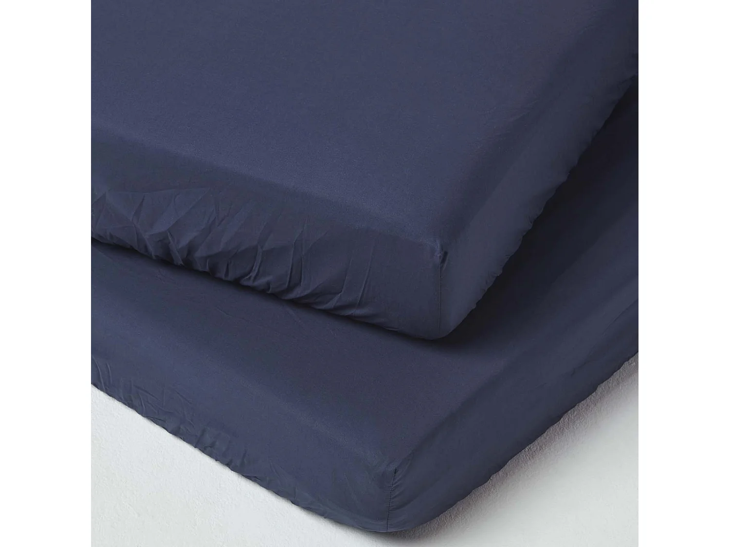 Homescapes Navy Cotton Fitted Cot Sheets 200 Thread Count, 2 Pack