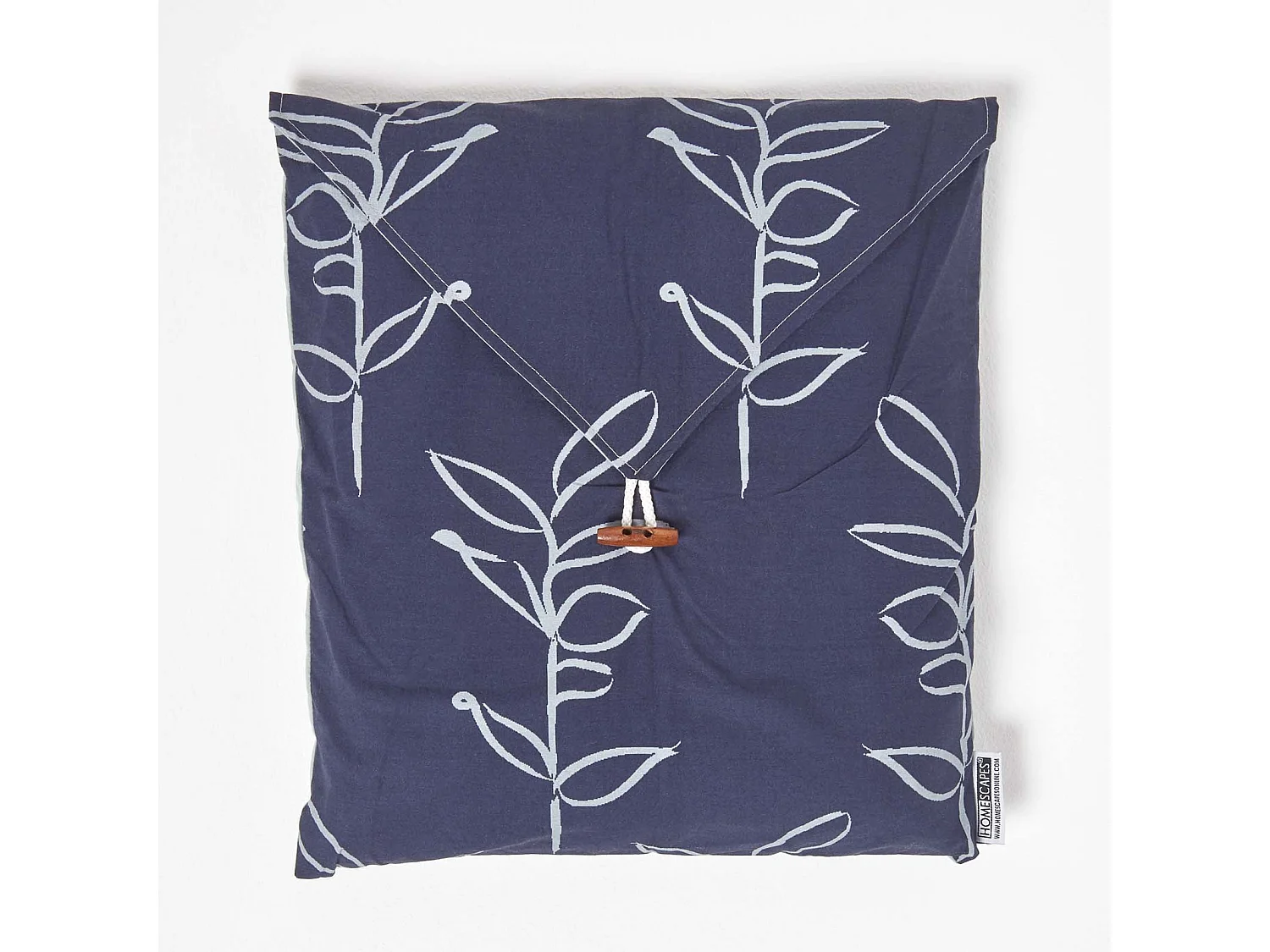 Homescapes Blue Leaf Digitally Printed Cotton Duvet Cover Set, Super King