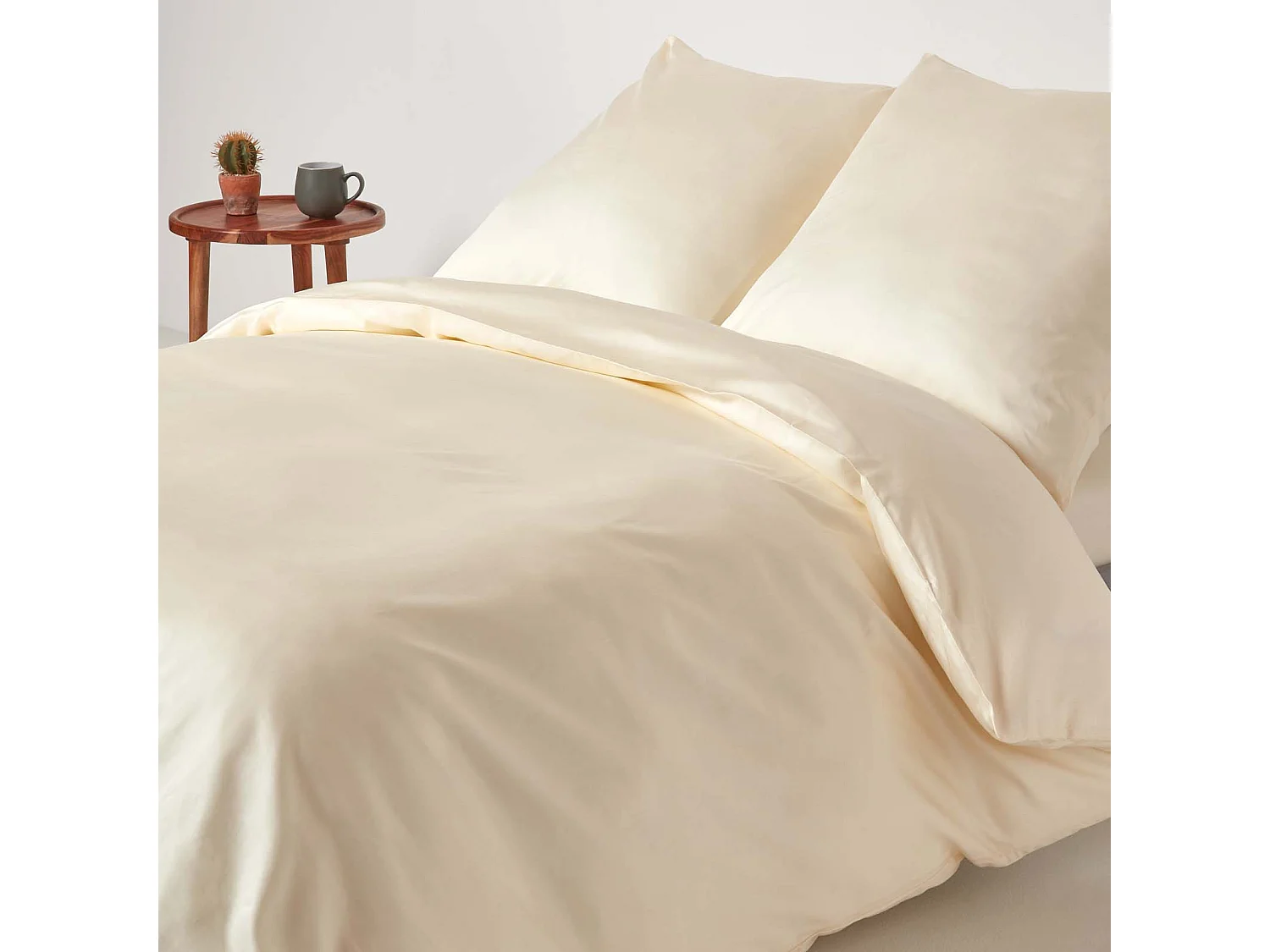 Homescapes Cream Continental Organic Cotton Duvet Cover Set 400 TC, 150 x 200 cm
