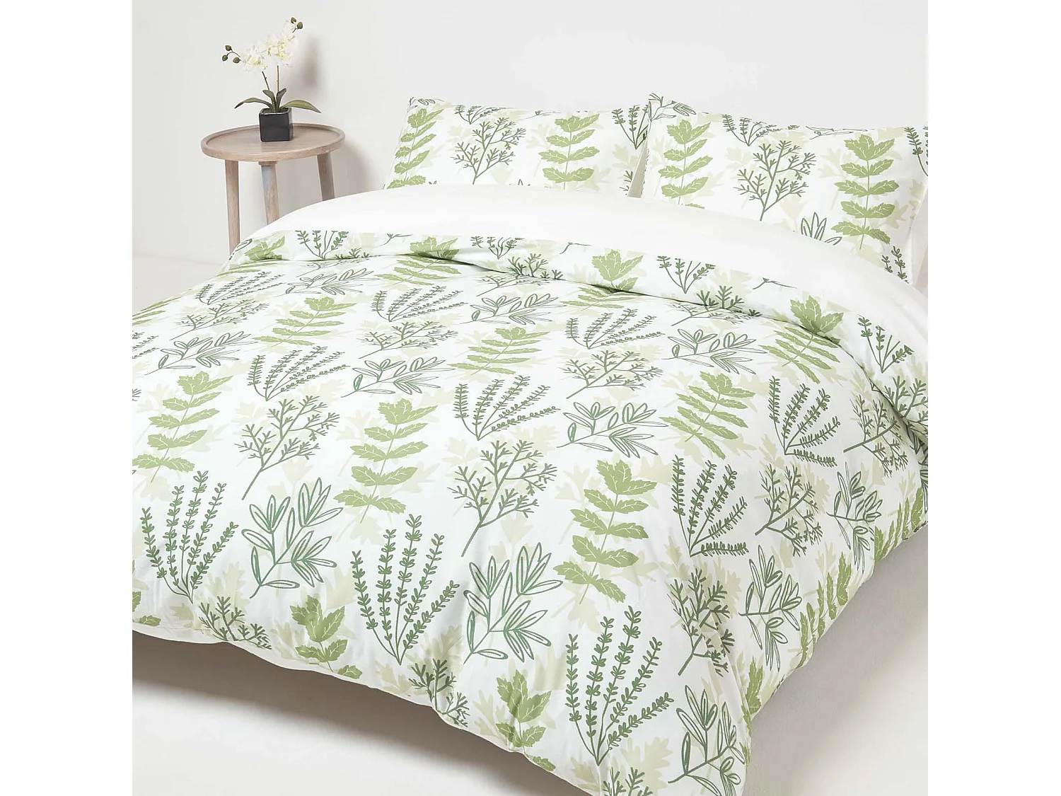 Homescapes Botanical Digitally Printed Cotton Duvet Cover Set, Super King