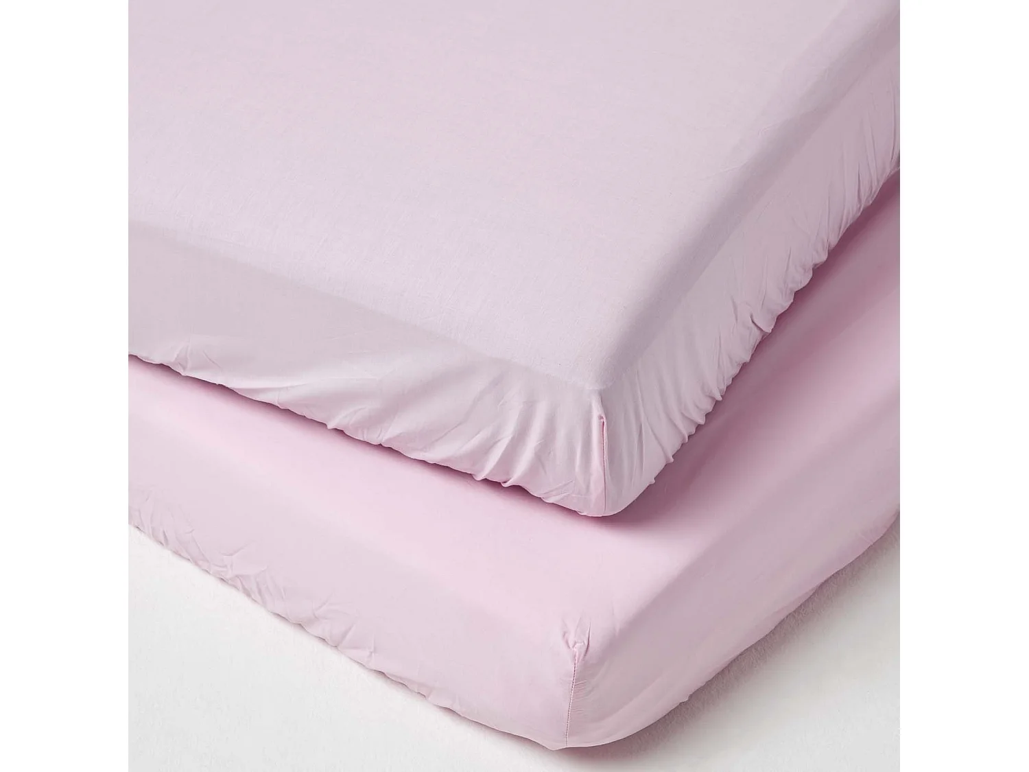 Homescapes Pink Cotton Fitted Cot Sheets 200 Thread Count, 2 Pack